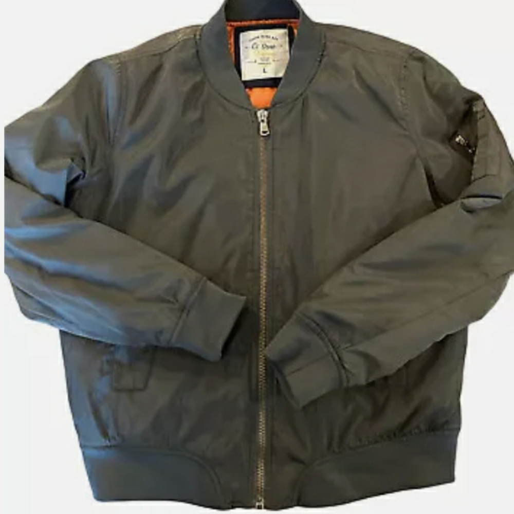 Ci Sono Olive Bomber Jacket with Orange Interior